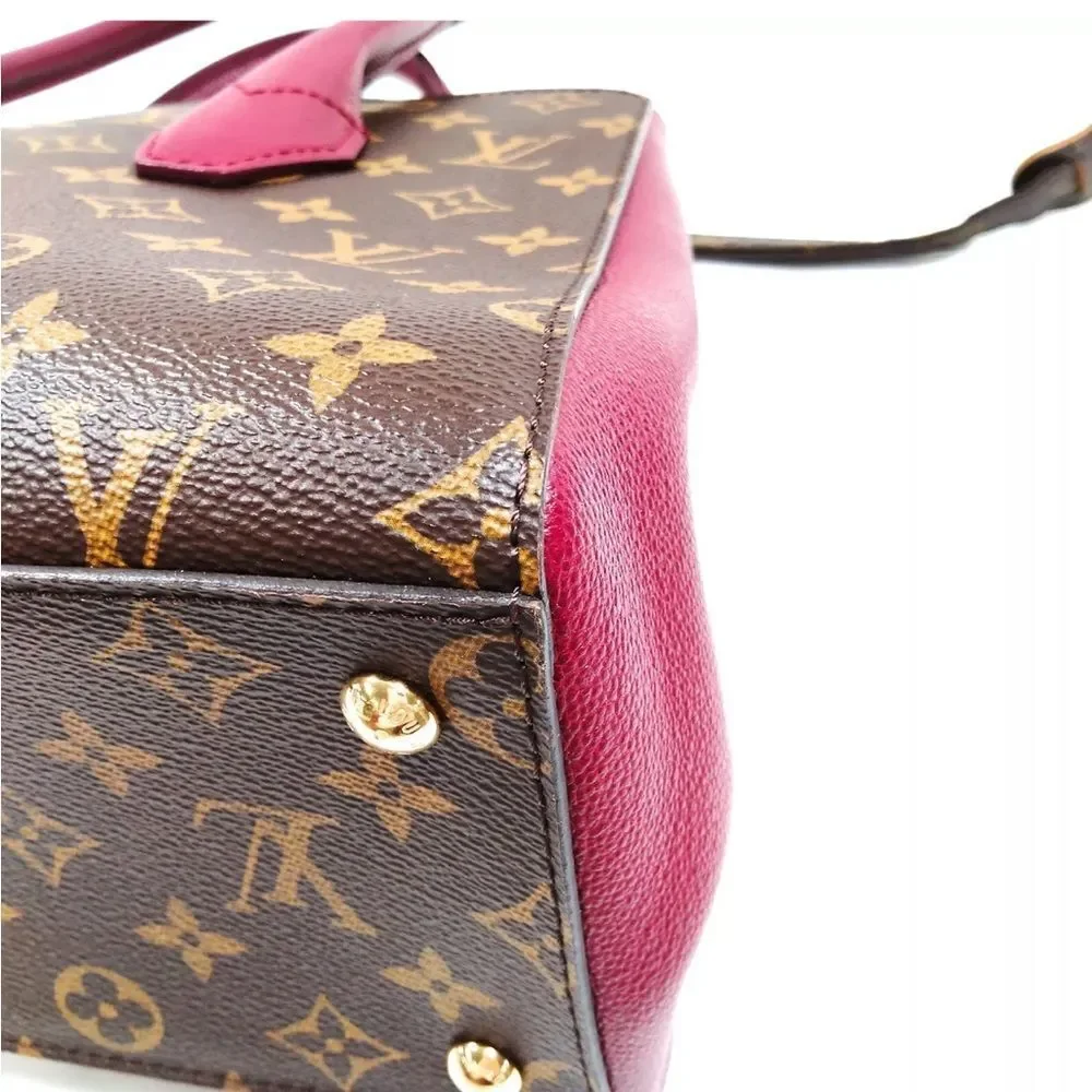Auth Louis Vuitton Brown Maroon LV Florine Monogram 2way Satchel
